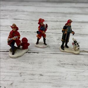 Lemax FIRE FIGHTERS set of 3 Christmas Village accessories